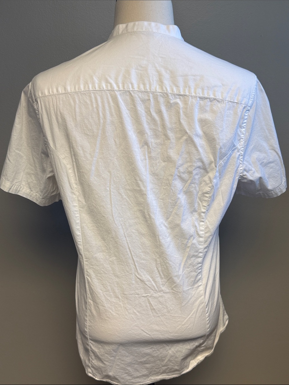 ASOS Men's Large Banded Collar Colorblock Shirt White Black Short Sleeve Stretch - Picture 4 of 5